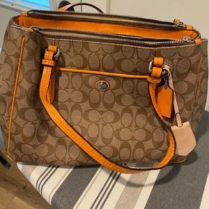 Tan and orange Coach Purse